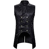 Cloudstyle Mens Paisley Dress Vest Gothic Steampunk Waistcoat Floral Sleeveless Tailcoat