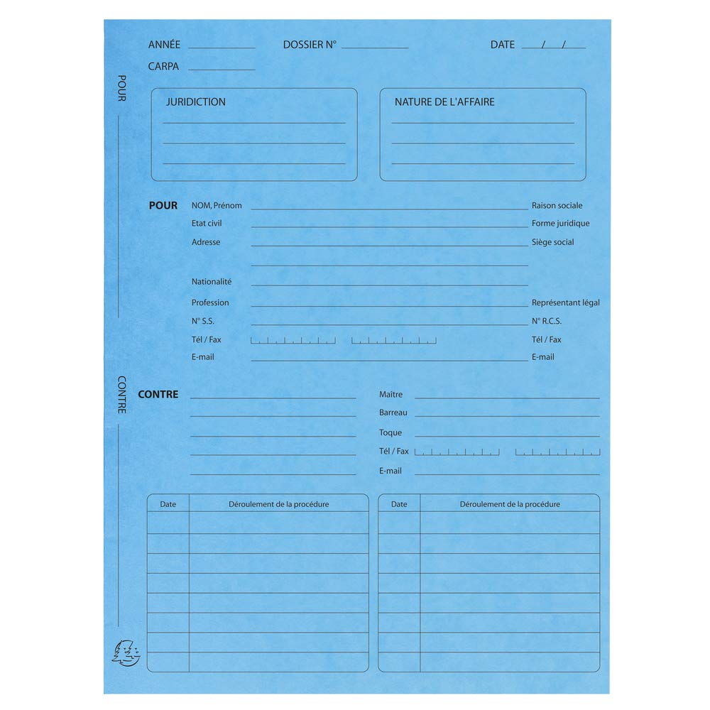 Exacompta - Ref 445102E - Nature Future Pre-Printed Records of Procedure Folders - 250 x 320mm in Size, Suitable for A4 Documents, 265gsm Material - Turquoise (Pack of 25) / French Text