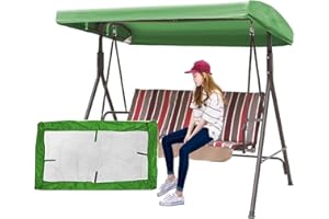 IEOYX Outdoor Swing Canopy Replacement Cover 3 Seater Universal Patio Swing Cover,Heavy Duty Waterproof Replacement Canopy Top Cover for Garden Swing Chair Patio Hammock (Green, 84x48x7/9')