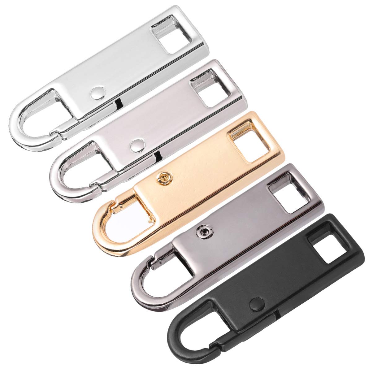 Milisten 5pcs Zipper Pull Tabs Replacement Zip Fixer Zipper Tags Repair for Clothes Suitcase Backpack DIY Craft Mixed Color