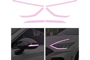 TOMALL 2 Pair Headlight Sidemarker Side Rear View Mirror Vinyl Films Smoke Tint Compatible with Hyundai Sonata 2020-2022 Transmission Amber Edges Delete Stickers Decorations (Pink)