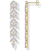 PAVOI 14K Gold Plated Cubic Zirconia Dangle Earrings for Women - Crystal Long Bridal Drop Earrings - Hypoallergenic Simulated Diamond Drop Dangle Wedding Jewelry for Brides and Bridesmaid