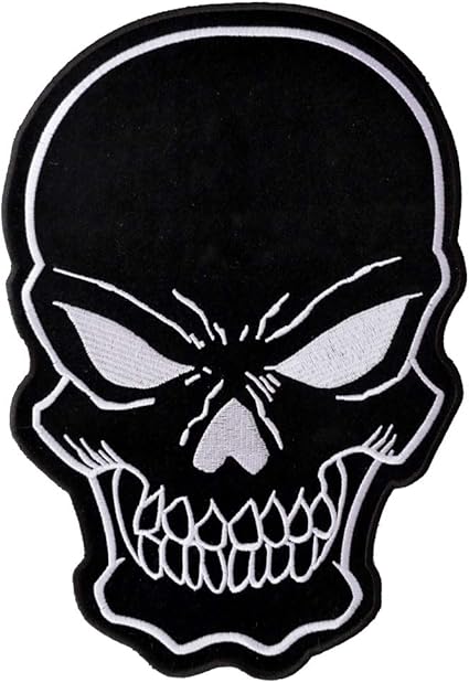 Amazon Com Black Skull Large Back Patch 8x11 Inch Embroidered Iron On Patch Arts Crafts Sewing