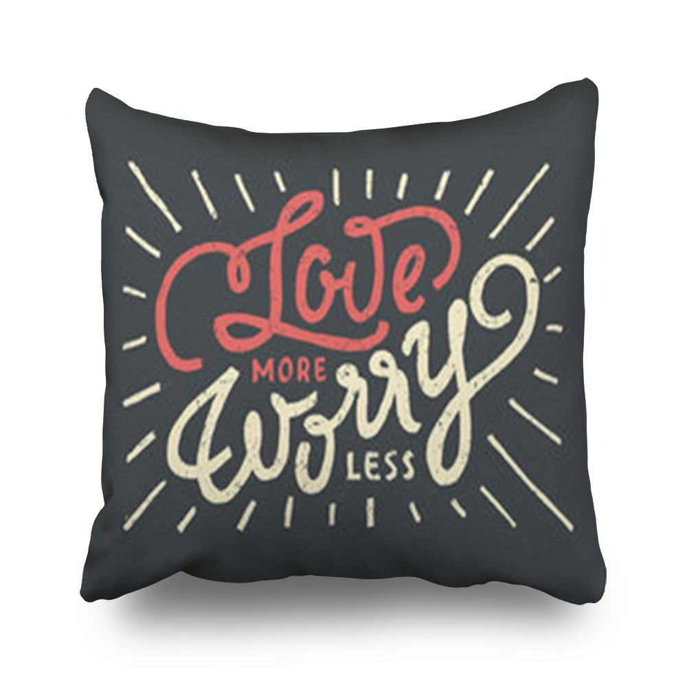 Amazon Com Throw Pillow Covers Love More Worry Less Motivational