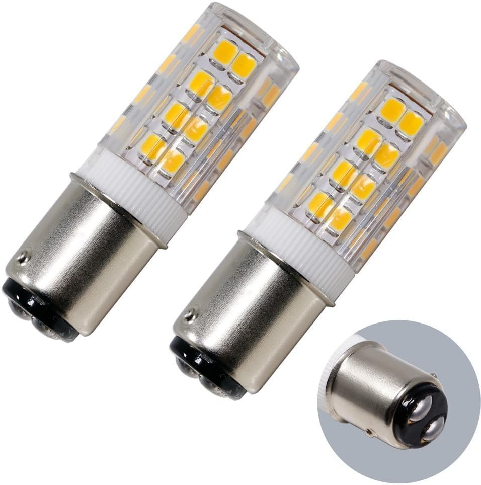 TJKJ Led Ba15d DC Bayonet Base Light Bulb,35 Watt Bayonet Base Halogen Bulb,120 Volts,Warm White 3000K 350lm Replaces JD T3/T4 Halogen Bulb (Pack of 2) (Warm White)