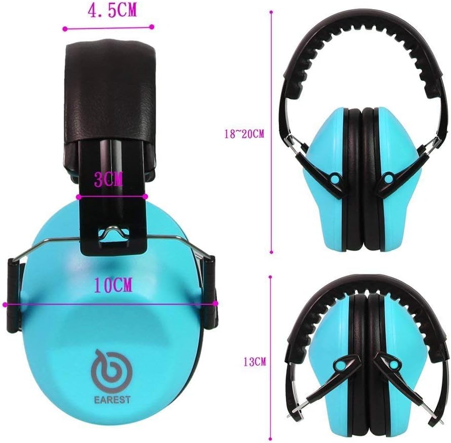 EAREST Protection Ear Muffs, Noise Reduction Safety Ear Muffs Shooting Earmuff with A Useful Carring Bag + Belt, NRR 20DB Professional Ear Defenders for Adults and Children - Blue - - 