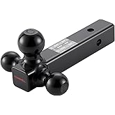TOSWELL Trailer Hitch Tri Ball Mount, 1-7/8 Inch, 2 Inch and 2-5/16 Inch Tri Ball Hitch, Fit 5/8" Hitch Pin & 2 Inch Receiver, Black
