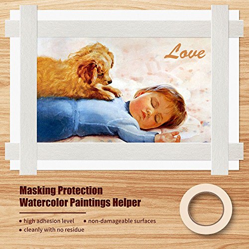 Masking Tape General Purpose Using - 0.94 Inch 55 Yard 6 Rolls Packed White Paint Masking Tape for Automotive Paint Protection/Labeling