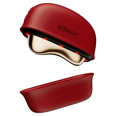 ZDEER LED Red Light for Face & Neck Massager Facial Care Device – Electric Gua Sha Brass Tool with Heat & Vibration for Firming, Sculpting & Skincare, Red