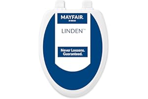 Mayfair Linden Slow Close Toilet Seat, Non Slip Heavy Duty Wood, Easy Install, Elongated, White