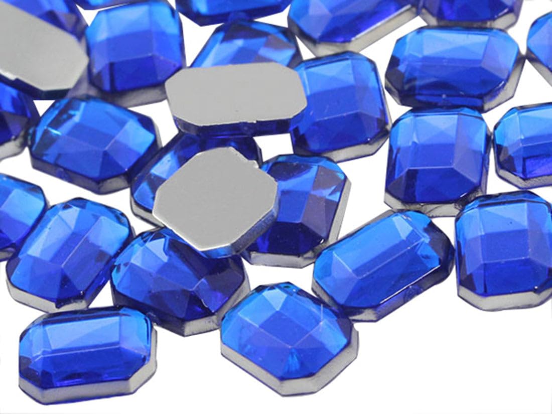 Allstarco 8x6mm Flat Back Octagon Acrylic Rhinestones Plastic Gems Face Gems Jewelry Making Costume Jewels Cosplay Embelishments Crafts - 100 Pieces (Blue Sapphire H104)
