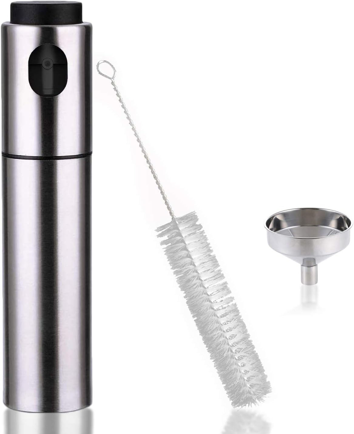 Stainless Steel Oil Sprayer, Olive Pump Spray Bottle with Silicone Funnel & Brush, Pumping Bottle Pot Vinegar Dispenser Kitchen Tool for Home, Grill, BBQ