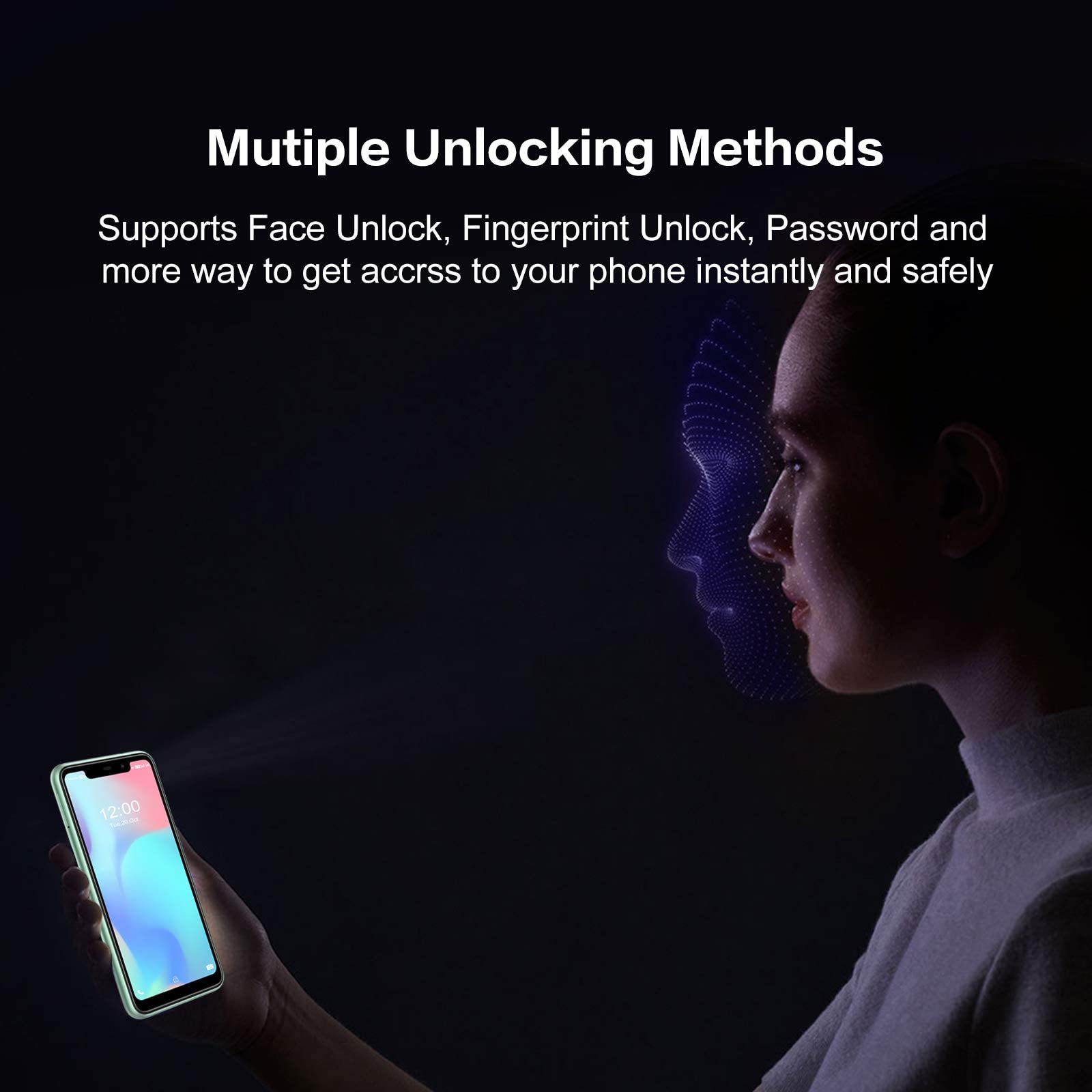 OUKITEL C22 Unlocked Cell Phones (2021 New) 128GB/4GB Android 10 Unlocked Smartphones with 256GB Expandable 5.86'' 4000mAh Face ID + Fingerprint GSM 4G LTE Dual Sim International Version