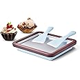 ROEDEER Rolled Ice Cream Maker, Ice Cream Roll Maker Plate with 2 Spatulas, Instant Rolled Ice Cream Machines for DIY Ice Cream, Includes Recipe Book, Fun Gifts for Kids, Color:Brown and Blue
