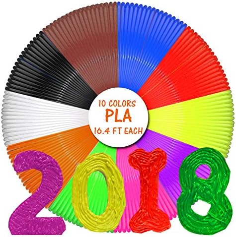 Jelune- PLA 3D Pen Filament Refills (10 Colors, 16.4 Feet Each, 1.75mm), Non-Toxic DIY Material Tools for DigiHero MYNT3D Hongdak iogo3D Canbor PACKGOUT 3D Printing Pen