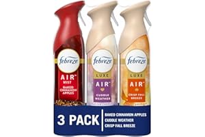 Febreze Air Freshener Spray, Odor-Fighting Room Spray, Crisp Fall Breeze, Cuddle Weather, Baked Cinnamon Apple, 8.8oz, 3 Count