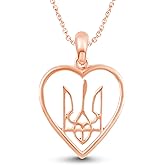 14k Rose Gold Plated Silver Ukrainian Trident Tryzub 925 silver Pendant Ukraine Necklace 18"