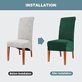 CMAKER Velvet Dining Chair Covers Stretch Slipcover Dark Green XL 6Pcs view 6