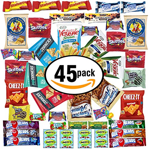 Candies Snacks &amp; Cookies Chips Variety Pack Bulk Sampler Assortment (Care Package 45 Count)