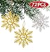 luck sea 72PCS Snowflake Christmas Tree Ornaments Decorations Hanging Decor Xmas Winter Wonderland Holiday Themed Party Supplies