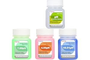 GIDIGI pH Calibration Solution Kit (4,7,10 pH Buffer Solution) & pH Electrode Storage Solution 3 * 50ml pH Buffer Calibration Solution + KCl pH Probe Storage Solution for All pH Meters with High Accuracy