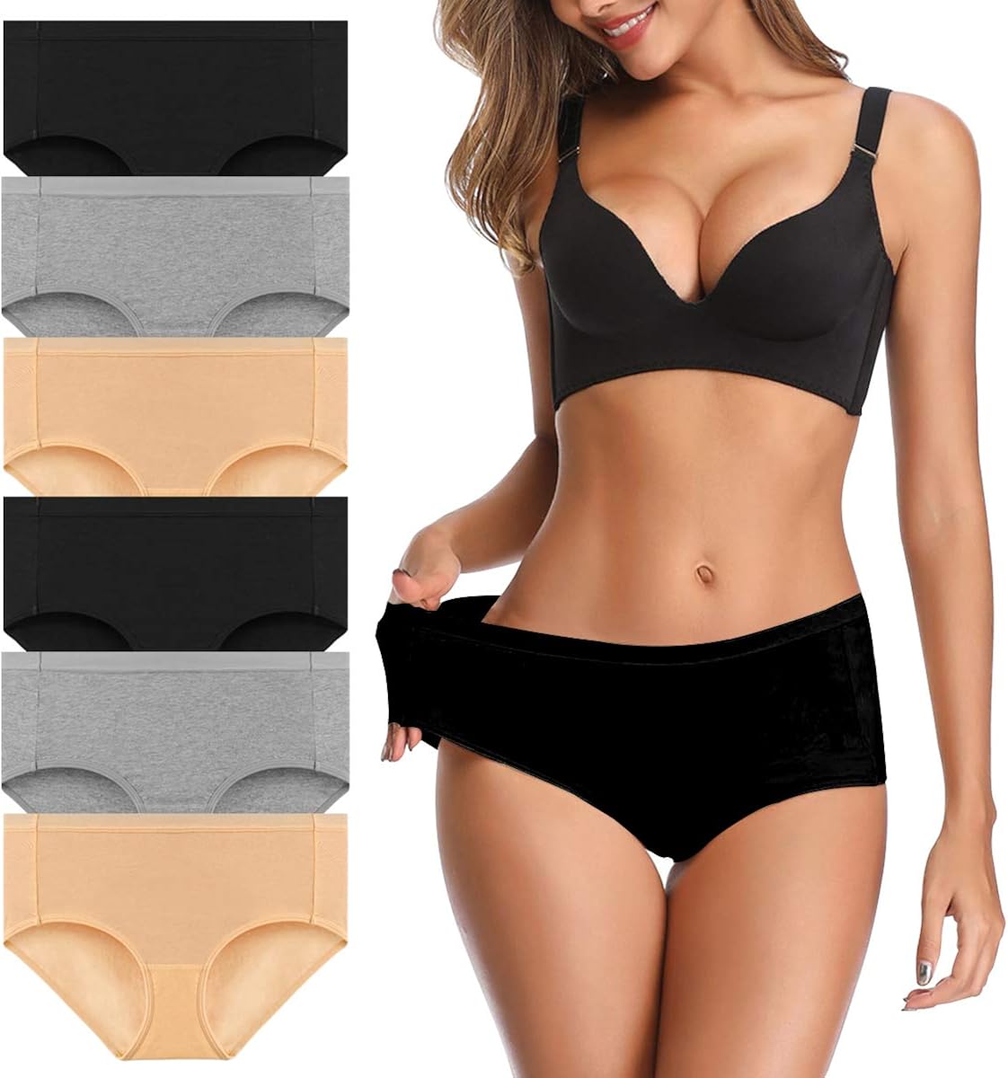 OLIKEME Womens Underwear Mid Waist Full Coverage Breathable Ladies Briefs Panties for Women at  Women’s Clothing store