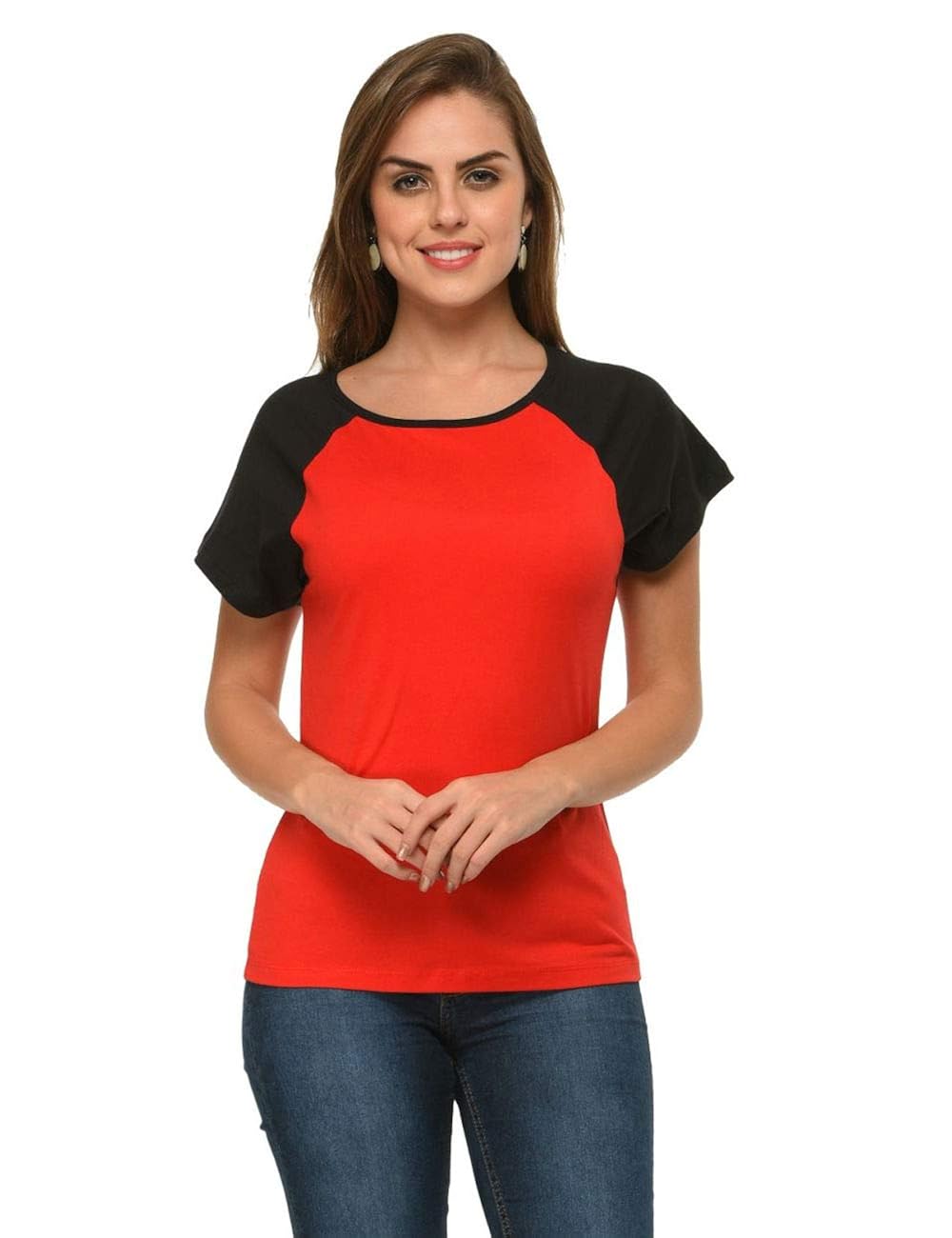 Frenchtrendz Womens's Cotton Top(Red Black, Large) Amazon.in Clothing & Accessories