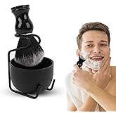 ZJchao Shaving Brush Stand Bowl Set - Men's Wet Shaving Kit with Shaving Bowl, Brush Holder & Stand Shaving (Black)