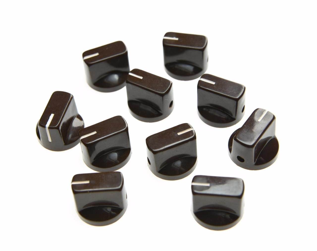 Dopro 10pcs Guitar AMP Effect Pedal Knobs Pointer Knob with Set Screw Brown