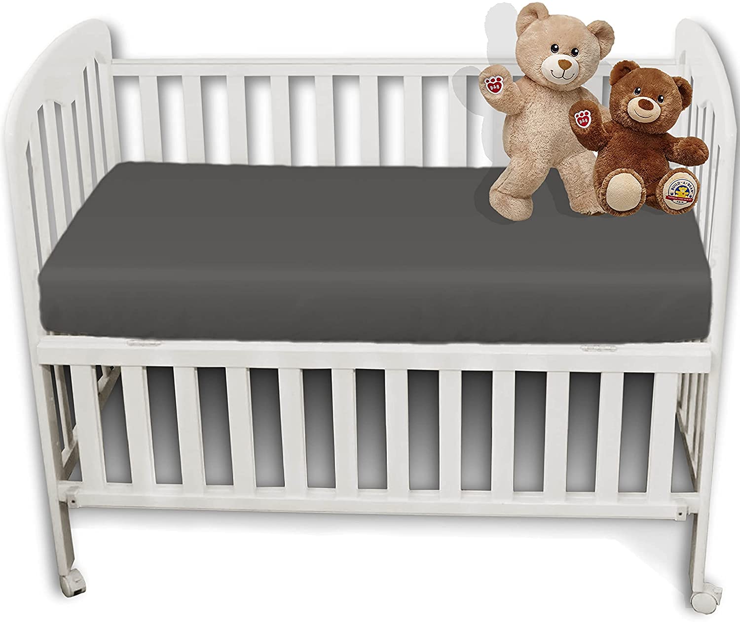 2 Pack Cot Bed Anti-Allergy, Breathable, Easy Care Fitted Sheets for Babies, Toddlers and Nurseries (Gray, Cot Bed - 70CM x 140CM)