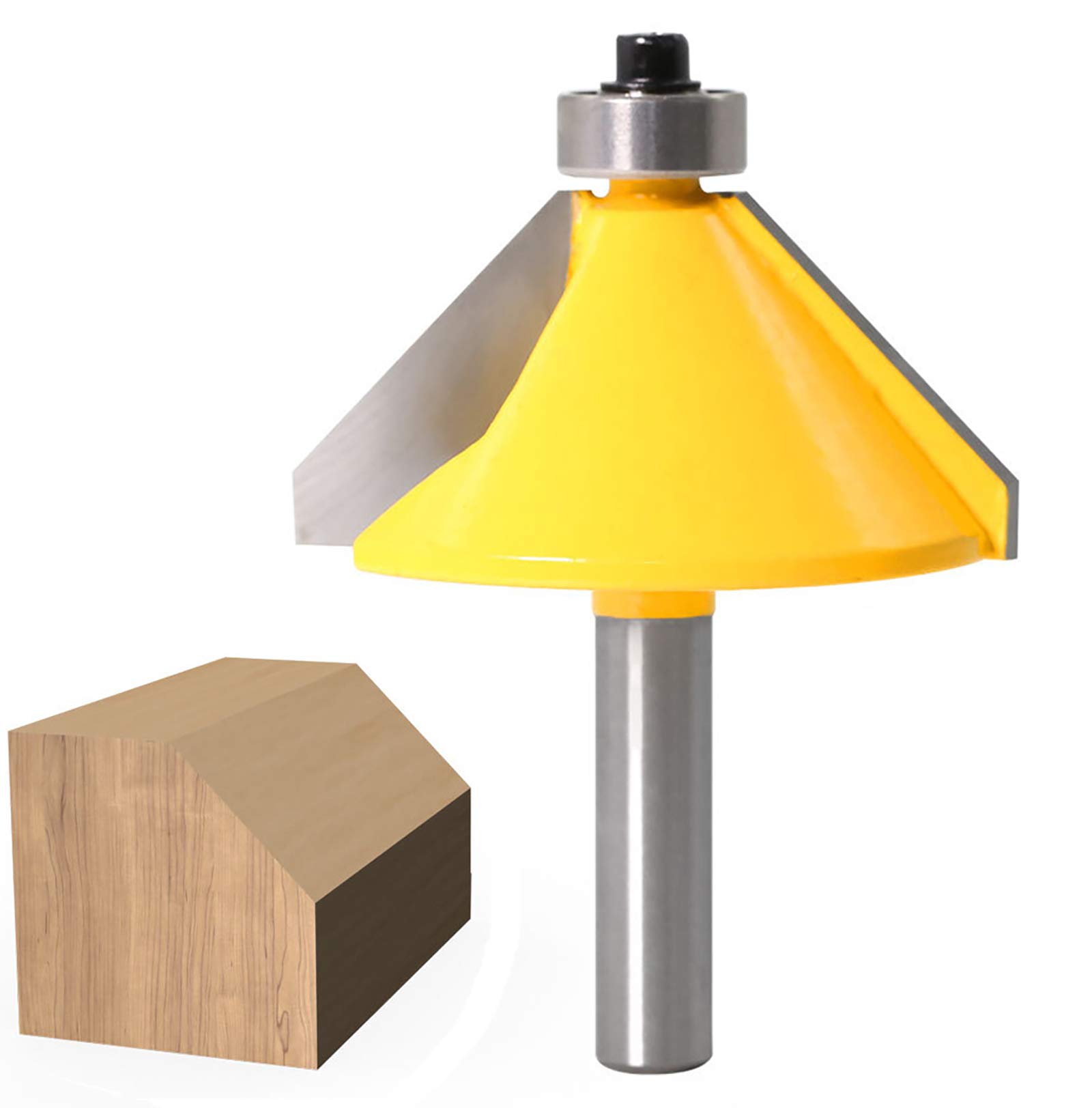 WSOOX 45 Degree Chamfer and Bevel Edge Forming Router Bit with 8mm Shank, Woodworking Carbide Tipped Cutter Tool Milling Cutter Bit
