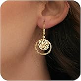 Sterling Silver Disc Leverback Earrings for Women Gold and Silver Circle Drop Dangle Earrings Jewelry Hypoallergenic Hammered Leverback Dangle Earrings for Gifts