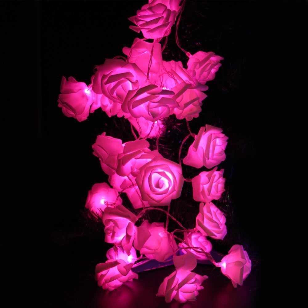 DeKaWei 20LED Rose Flower Fairy Xmas Deco Led String Light (Pink)