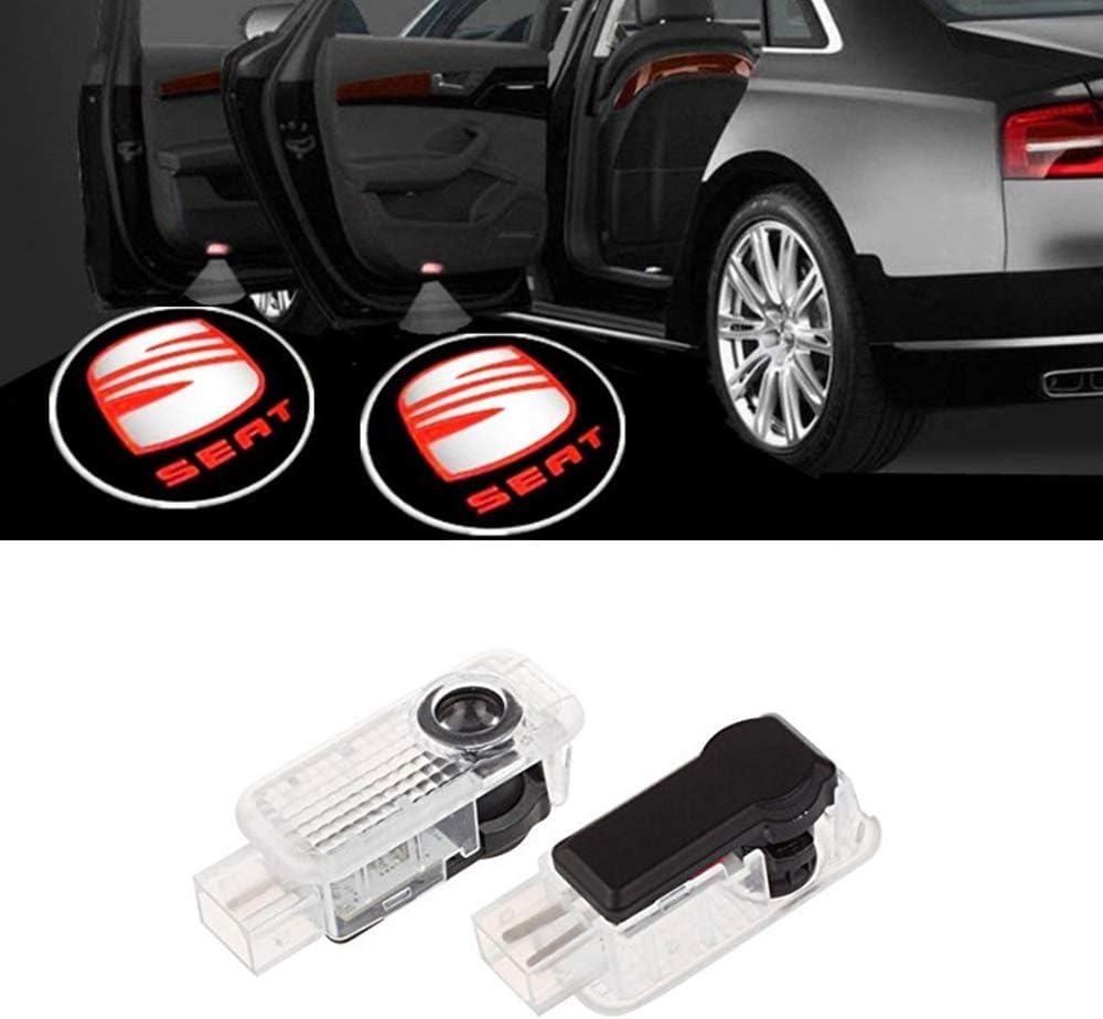 LIKECAR 2pcs Car Shadow Light Styling Welcome Logo Door Light (LK-Seat Exeo Logo)