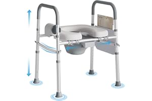 Bedside Commode for Seniors, FSA/HSA Eligible Bedside Toilet with Adjustable Width and Height, 400 LBS Weight Capacity, 16.5 