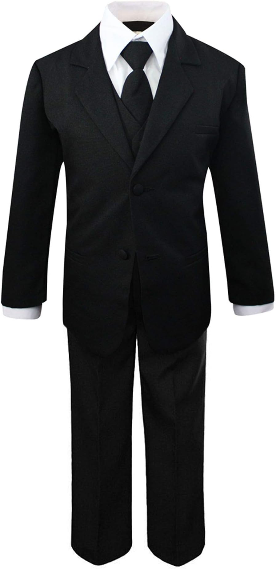 Luca Gabriel Toddler Boys' 5 Piece Classic Fit No Tail Formal Khaki Dress Suit Set with Tie and Vest