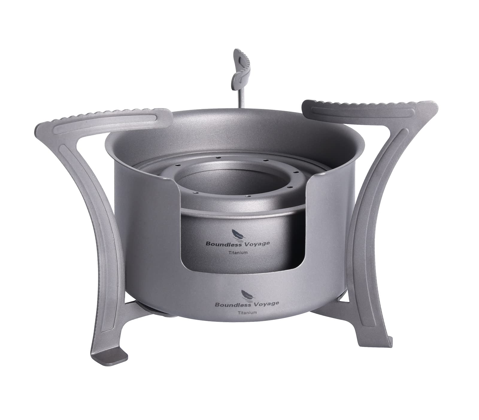 Boundless Voyage Camping Titanium Alcohol Spirit Stove with Pot Stand Outdoor Hiking Backpacking Mini Wood Furnace Burner