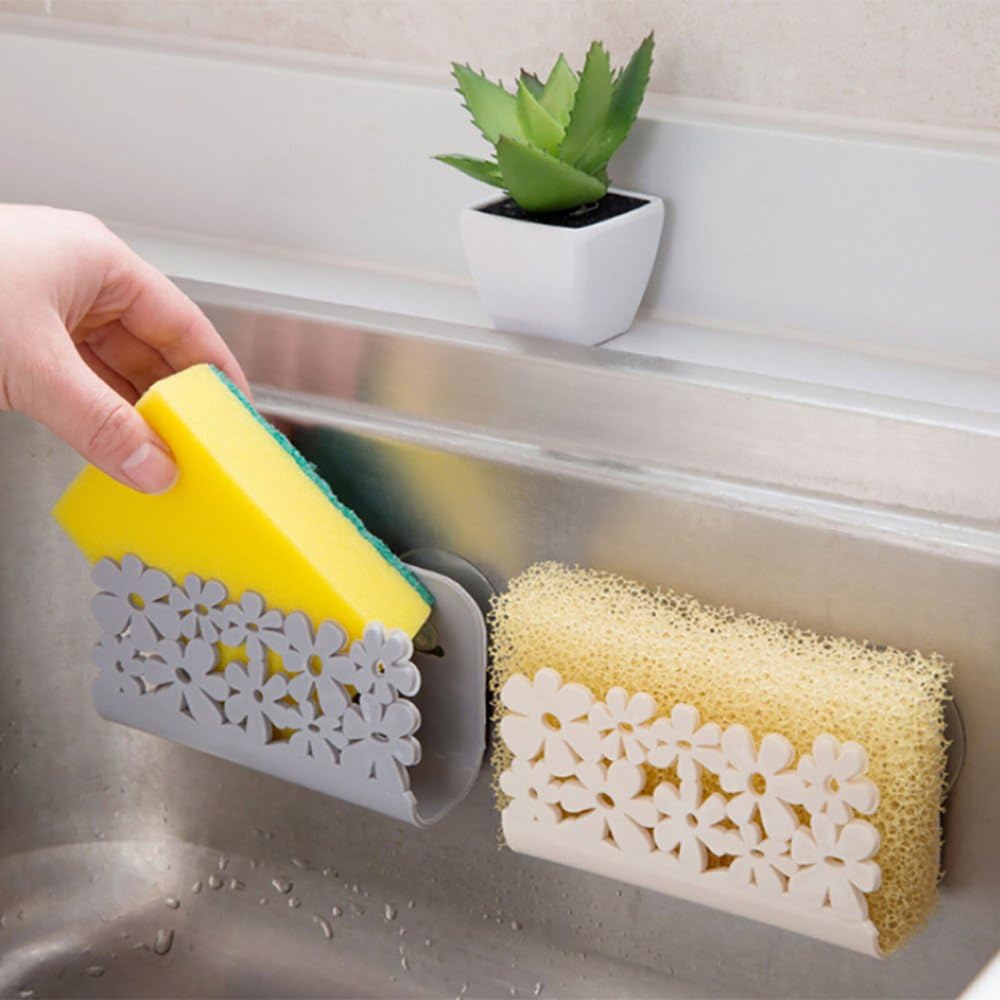 Rag Storage Rack,Cloths Rack Suction Sponge Holder Clip Sink Shelf Soap Sponge Drain Rack Bathroom Holder Kitchen Storage Suction Cup (Gray)