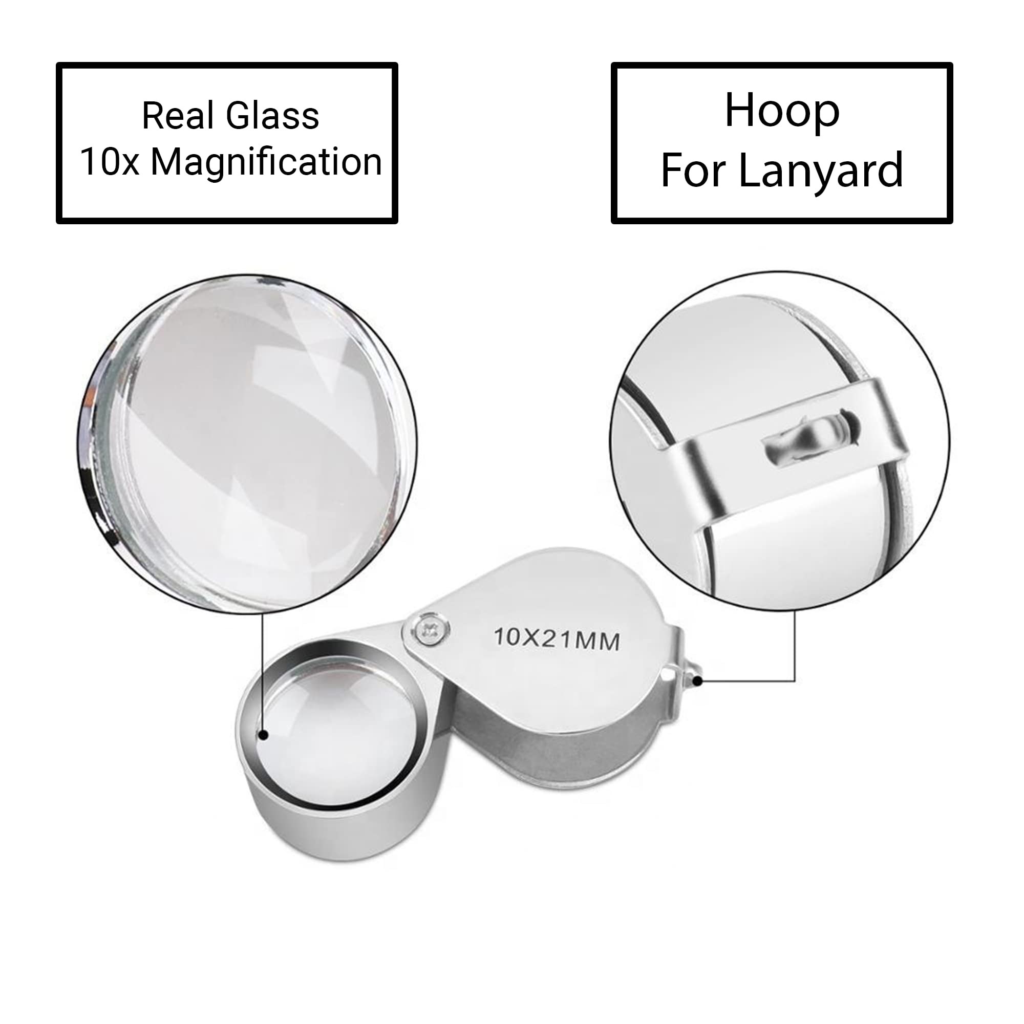 Pineapple [2 Pack] 10X Jewelers Loupe Magnifier Pocket Magnifying Glass Small Jewelry Eye Loop for Coins, Diamonds, Gems, Plants