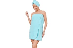 Air Curvey Shower Wrap for Women Robe Bath Wrap Towel Spa Body Wrap with Hair Towel Adjustable Closure Bathrobe
