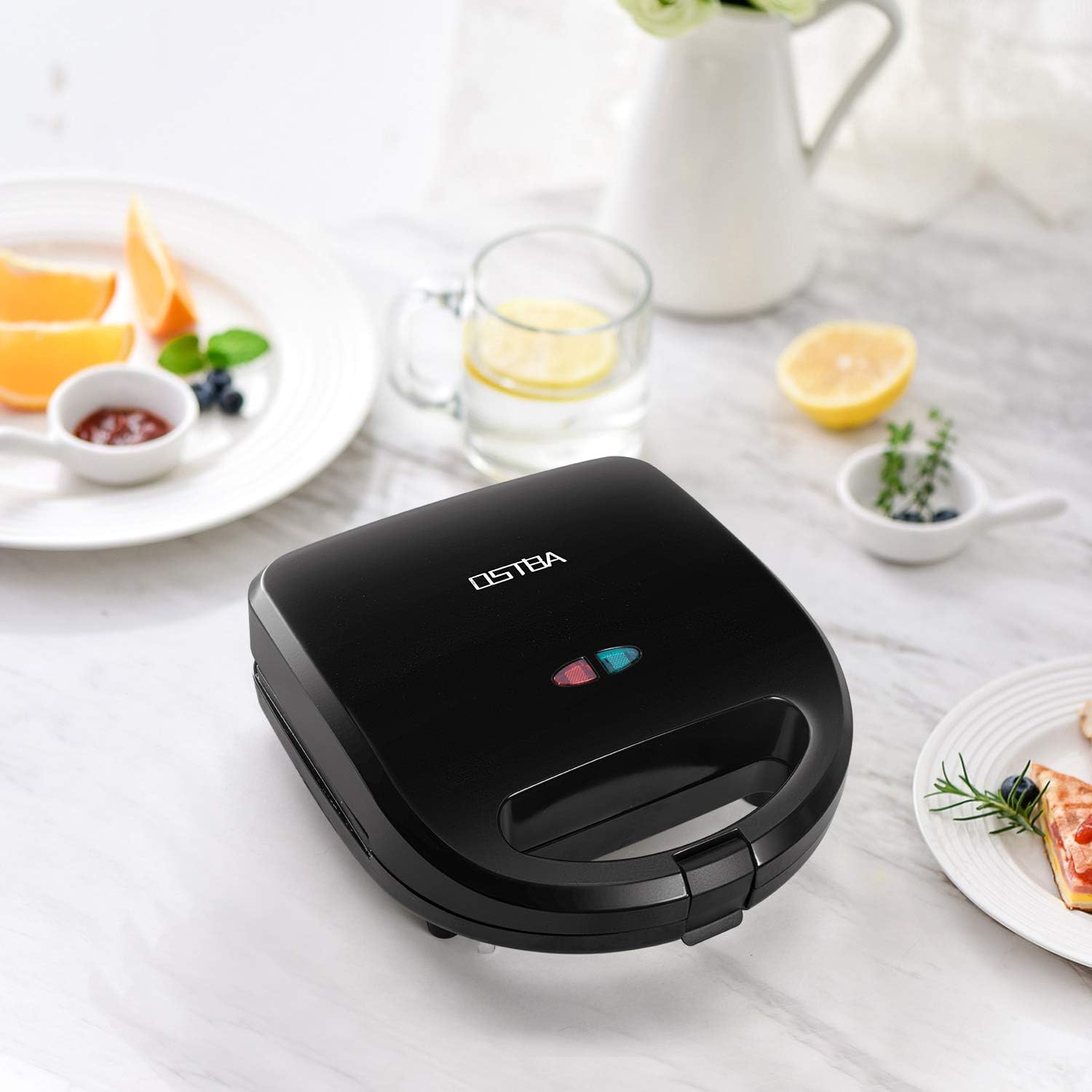 OSTBA Sandwich Maker 3-in-1 Waffle Iron, 750W Panini Press Grill with 3 Detachable Non-stick Plates, LED Indicator Lights, Cool Touch Handle, Easy to Clean: Kitchen & Dining