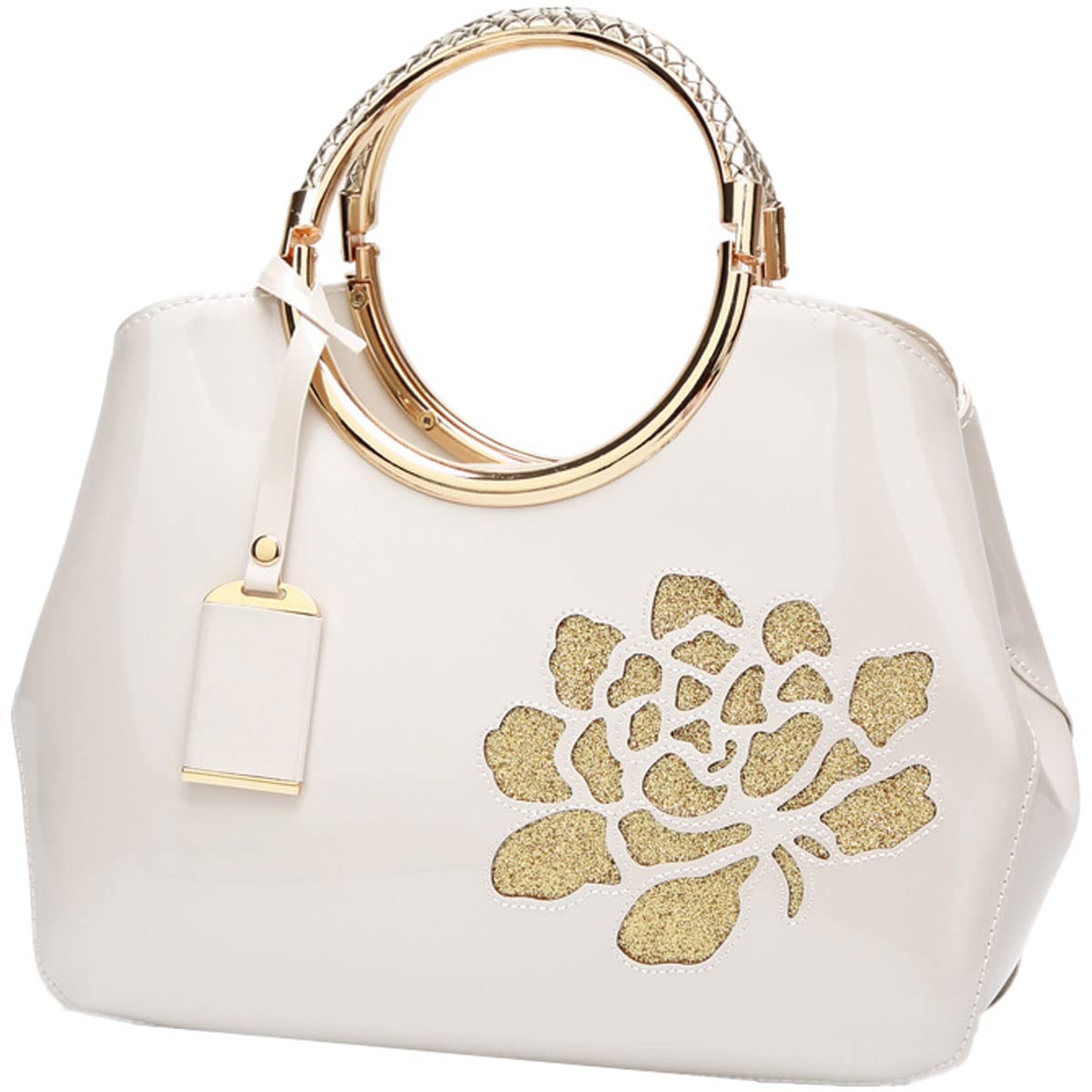 NIYUTA Women Handbags Fashion Patent Leather High Capacity Shoulder Bags Cross-Body Top-Handle Totes White