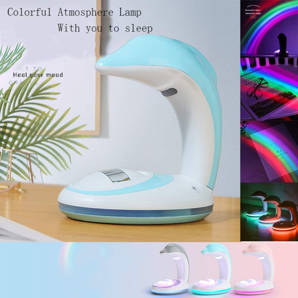 Dolphin Night Table Lamp, Smart Home Festival 3D Dolphin Rainbow Projector USB Dazzling Led Luminous Lamp