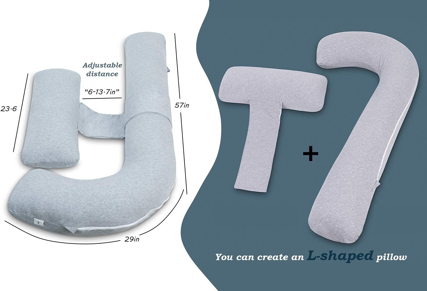 INSEN Pregnancy Pillow,Maternity Body Pillow with Pillow Cover,H Shaped Body Pillow for Pregnant Women (Grey Jersey): Home & Kitchen