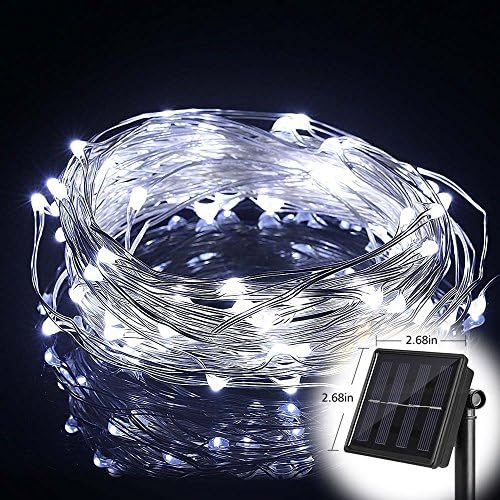 2 Pack T HomeLight Solar String Lights, Waterproof, 8 Modes, Copper Wire High Efficiency Durable Fairy Outdoor String Lights for Garden, Patio, Wedding and Christmas Party White