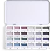 Fuumuui CREAMORA Watercolor Paint Set 24 Color Opaque Semi-Solid Muted Gray Tone Paint | for Soft Gradient, Professional Adult Beginner Artist Supplies for Realistic Landscape Hobbyists Art Painting