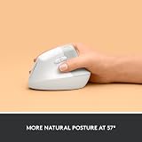 Logitech Lift Vertical Ergonomic Mouse Wireless Bluetooth USB Receiver White view 4
