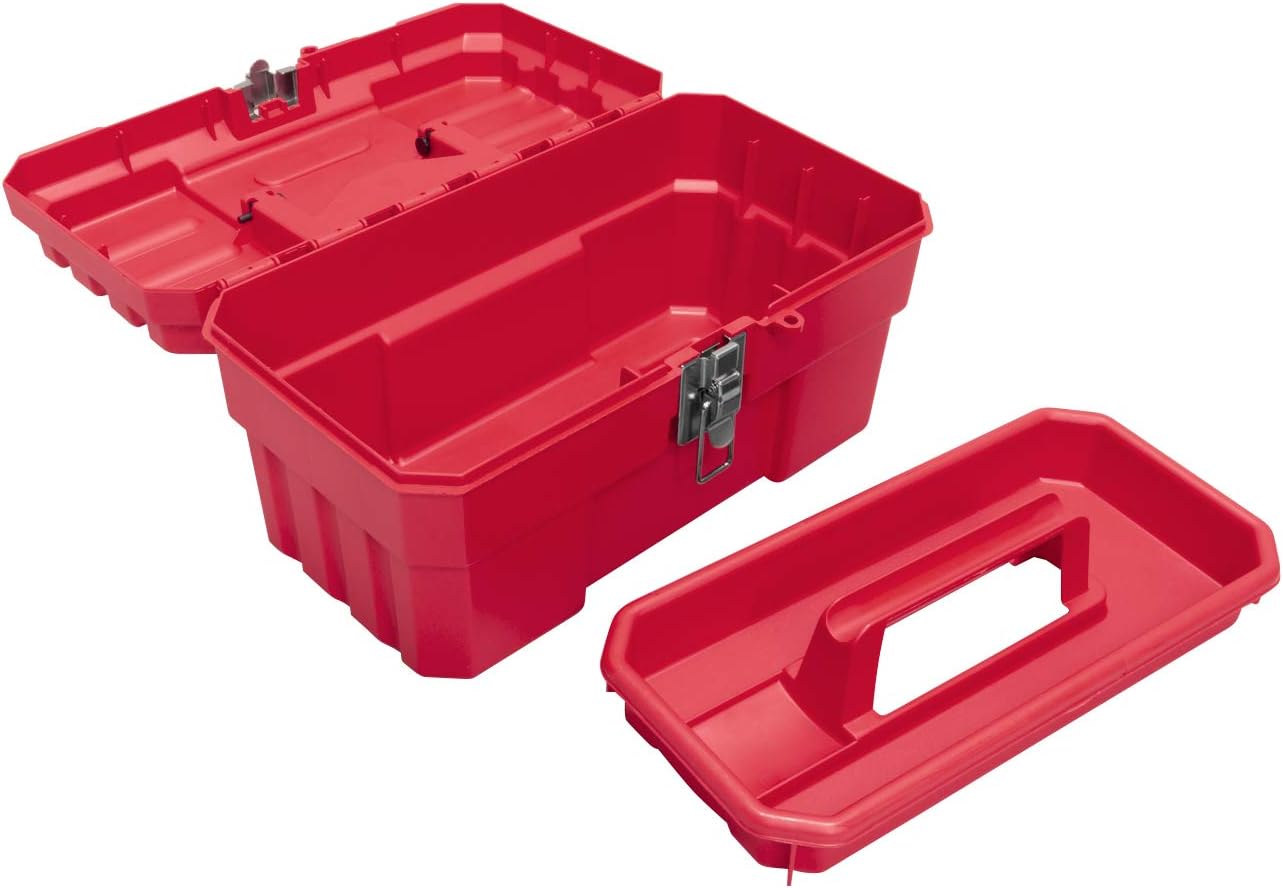 Akro-Mils 14-Inch ProBox Plastic Toolbox for Tools, Hobby or Craft Storage Toolbox with Removable Tray, Model 09514, (14-Inch x 8-Inch x 8-Inch), Red: Home Improvement