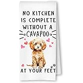 ArtisaEura Cavapoo Funny Dog Kitchen Towels - A Kitchen is Not Complete Without A Cavapoo Dish Towel Waffle Weave Dish Towels for Home Bathroom,Dog Lovers Gift,16×24 Inch