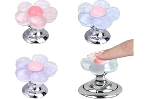 3PCS Flower Shaped Toilet Button Pushers Cute Multicolor Toilet Tank Press Buttons for Long Nail Protection(2×2CM)